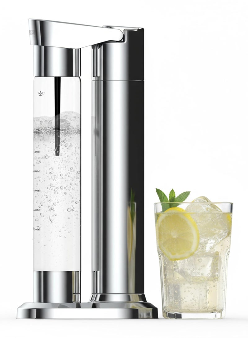 ليبرسو جهاز صنع المياه الغازية بنظام إطلاق بطيء وسريع / حامل زجاجة مزدوج 500 مل - 350 مل / مقاوم للانفجار وخالي من مادة BPA للحيوانات الأليفة / شواحن ثاني أكسيد الكربون / متوافق مع كبسولات ثاني أكسيد الكربون / سهل التنظيف - فضي - Image 1